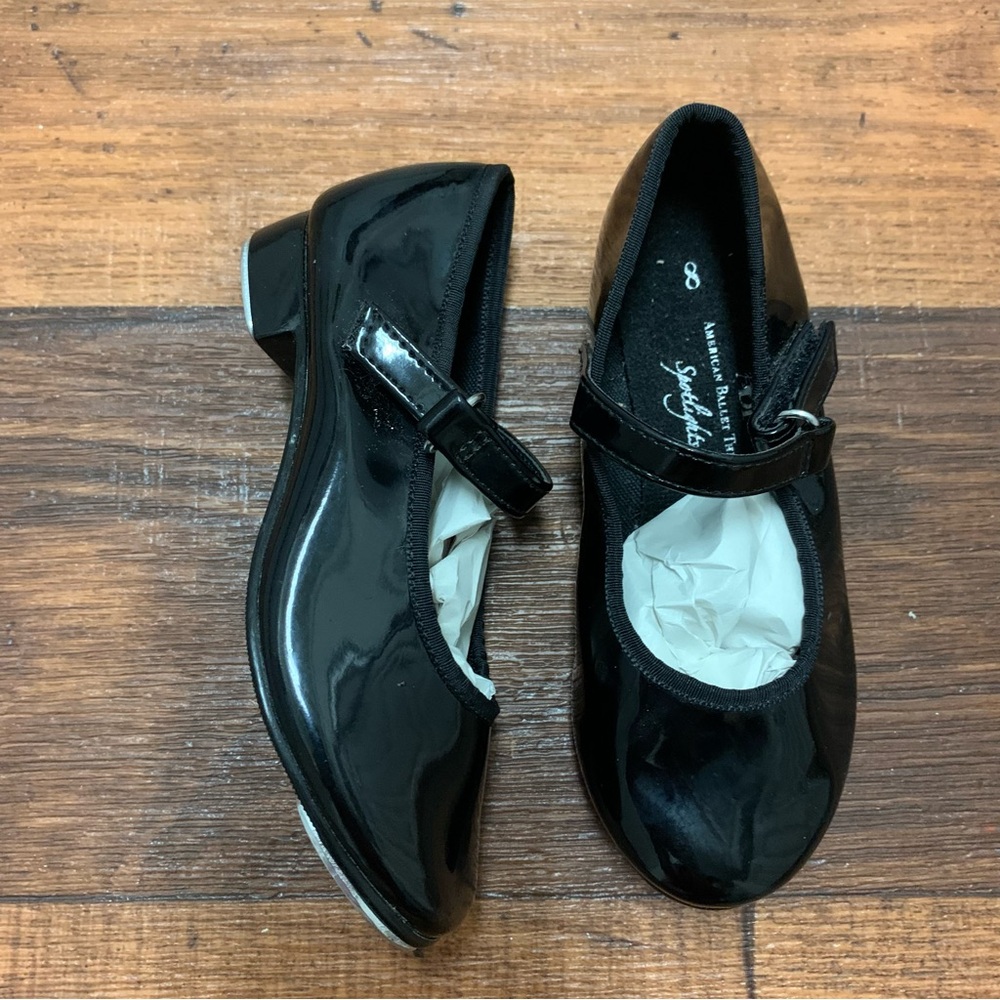 American Ballet Theatre ABT Girls' Mary Jane Tap Dance Black Strap Shoes Size 8